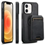 Suteni M2 Oil Wax MagSafe Horizontal Card Bag Phone Case, For iPhone 12, For iPhone 12 Pro Max, For iPhone 12 Pro