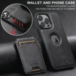 Suteni M2 Oil Wax MagSafe Horizontal Card Bag Phone Case, For iPhone 16 Pro Max, For iPhone 16 Pro, For iPhone 16 Plus, For iPhone 16, For iPhone 15 Pro Max - Image 3
