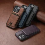 Suteni M2 Oil Wax MagSafe Horizontal Card Bag Phone Case, For iPhone 16 Pro Max, For iPhone 16 Pro, For iPhone 16 Plus, For iPhone 16, For iPhone 15 Pro Max - Image 4