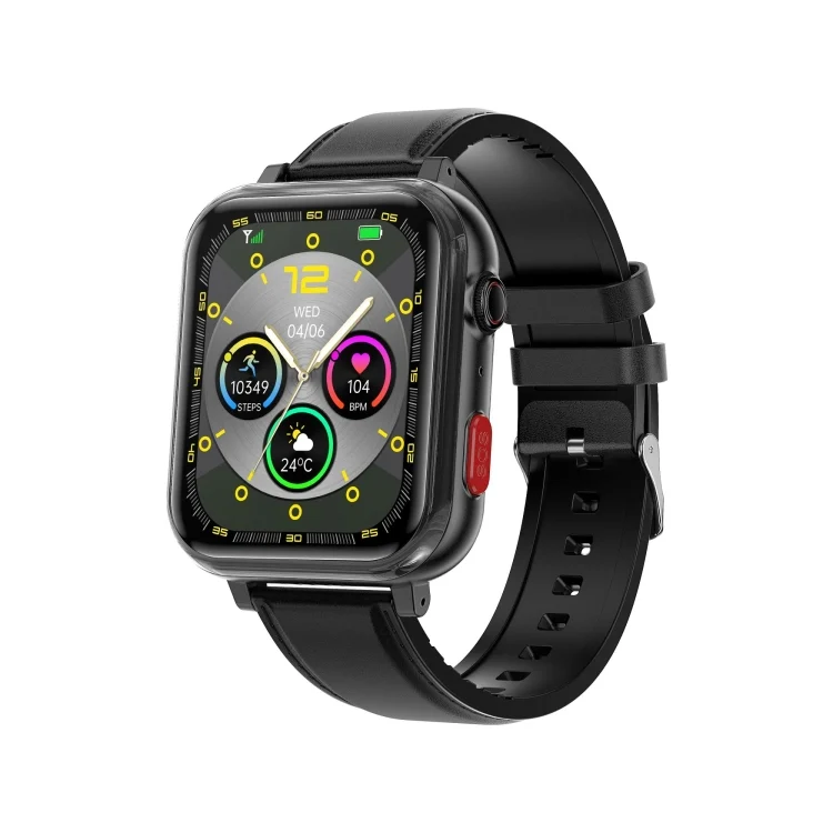 G18 1.83 inch Color Screen Smart Watch Leather Strap, Support Noninvasive Blood Sugar / Uric Acid