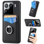 Carbon Fiber Card Wallet Ring Phone Case, For Xiaomi 15 Pro, For Xiaomi 15, For Redmi Note 14 5G, For Redmi Note 14 Pro+ 5G