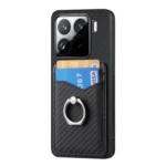 Carbon Fiber Card Wallet Ring Phone Case, For Xiaomi 15 Pro, For Xiaomi 15, For Redmi Note 14 5G, For Redmi Note 14 Pro+ 5G - Image 3