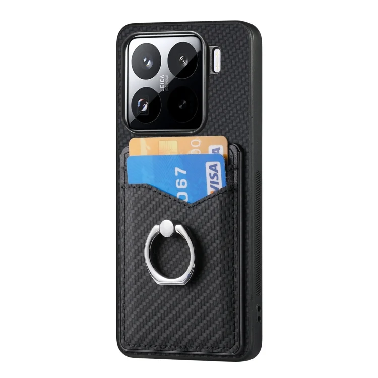 SYA002564902A_1.webp Carbon Fiber Card Wallet Ring Phone Case, For Xiaomi 15 Pro, For Xiaomi 15, For Redmi Note 14 5G, For Redmi Note 14 Pro+ 5G - Image 3