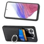 Carbon Fiber Card Wallet Ring Phone Case, For Xiaomi 15 Pro, For Xiaomi 15, For Redmi Note 14 5G, For Redmi Note 14 Pro+ 5G - Image 5