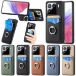 Carbon Fiber Card Wallet Ring Phone Case, For Redmi K80 Pro / Poco F7 Ultra, For Redmi K80 / Poco F7 Pro, For Redmi Turbo 4, For Xiaomi Poco X7 Pro - Image 2