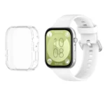 For Huawei Watch Fit3 Silicone Soft Watch Band + Clear Watch Protective Case Set