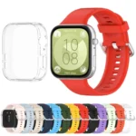 For Huawei Watch Fit3 Silicone Soft Watch Band + Clear Watch Protective Case Set - Image 2