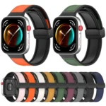 Folding Buckle Silicone Fitted Leather Watch Band - Image 2