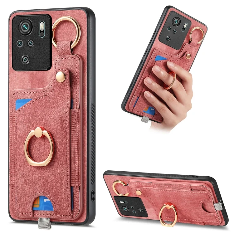 Retro Skin-feel Ring Card Bag Phone Case with Hang Loop, For Redmi Note 10 4G, For Redmi K40, For Xiaomi Mi 11