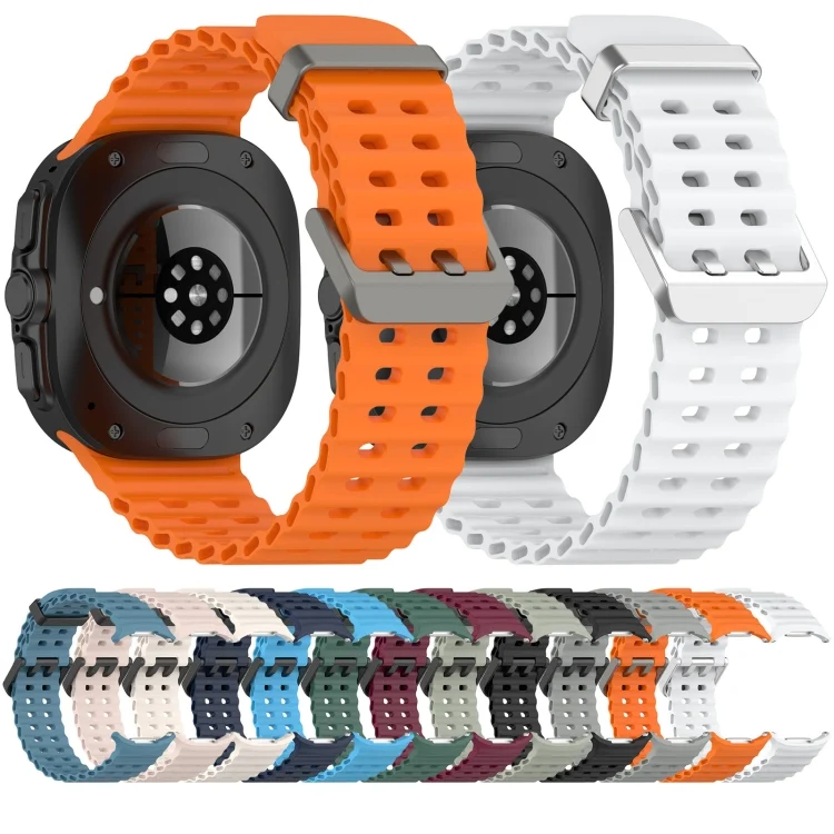 SYA0026233_B2.webp For Samsung Galaxy Watch Ultra 47mm Ocean Hole Dual Buckle Silicone Watch Band - Image 3
