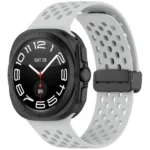 For Samsung Galaxy Watch Ultra 47mm Hole Style Magnetic Folding Buckle Silicone Watch Band