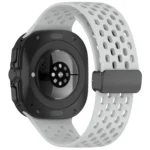 For Samsung Galaxy Watch Ultra 47mm Hole Style Magnetic Folding Buckle Silicone Watch Band - Image 7
