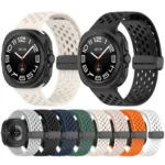 For Samsung Galaxy Watch Ultra 47mm Hole Style Magnetic Folding Buckle Silicone Watch Band - Image 2