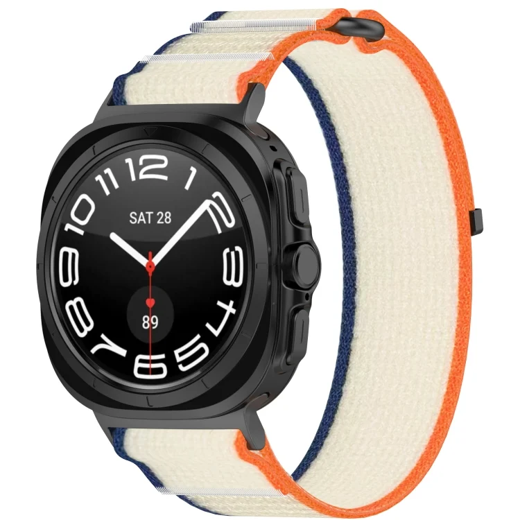 For Samsung Galaxy Watch Ultra 47mm Hook and Loop Fastener Loop Nylon Watch Band