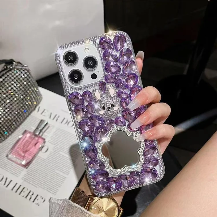SYA002635208A.webp Diamond Mirror Rabbit Handmade PC Phone Case, For iPhone 14 Pro Max, For iPhone 13 Pro Max, For iPhone 13 Pro, For iPhone 13, For iPhone 13 mini, For iPhone 12 - Image 1