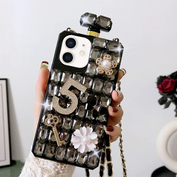 SYA002636519A.webp Crossbody Perfume Bottle Handmade Inlaid Diamond PC Phone Case, For iPhone 11, For iPhone 11 Pro, For iPhone XR, For iPhone XS Max, For iPhone SE 2022 / 7 / 8 - Image 1