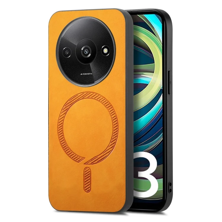 Solid Color Retro Magsafe PU Back Cover Phone Case, For Xiaomi Redmi A3, For Xiaomi Redmi Note 13 Pro 4G