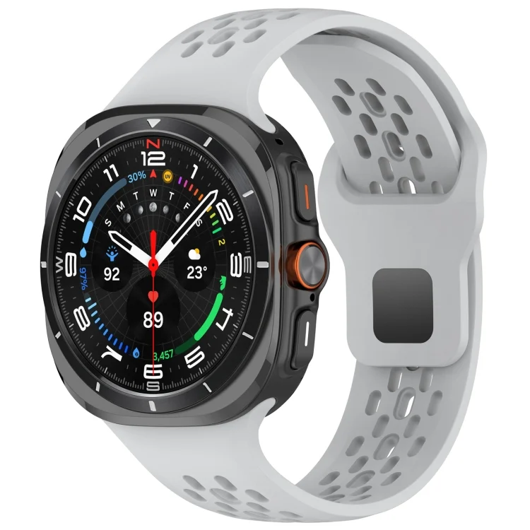 For Samsung Galaxy Watch Ultra 47mm Holes Style Square Buckle Solid Color Silicone Watch Band
