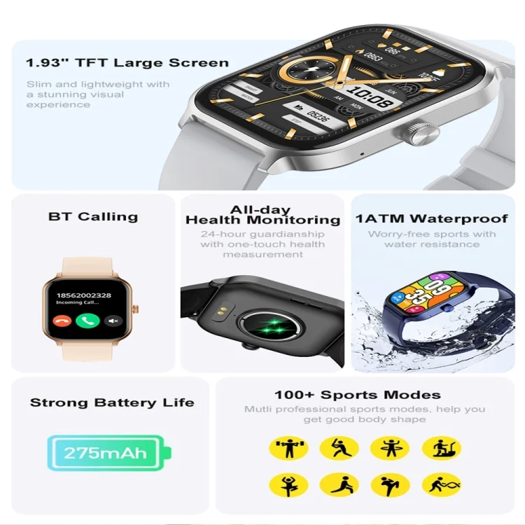 SYA0026423_B2.webp P85 1.93 inch Color Screen Smart Watch, Support Bluetooth Call / Health Monitoring - Image 3