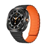 For Samsung Galaxy Watch Ultra 47mm Black Connector I-shaped Magnetic Silicone Watch Band