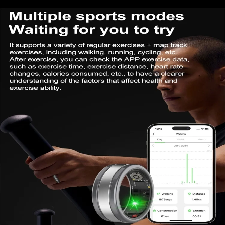 SYA0026594_B4.webp R18 SIZE 12 Smart Ring, Support Heart Rate / Blood Oxygen / Sleep / Multiple Sports Modes - Image 5