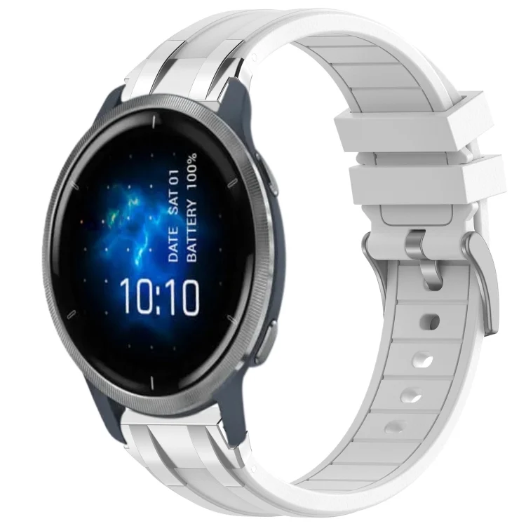 22mm Quick Release Silver Buckle Royal Silicone Watch Band