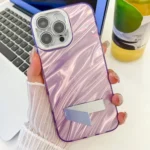 Plating Glitter Texture Fold Holder TPU Phone Case with Lens Film, For iPhone 13 - Image 2