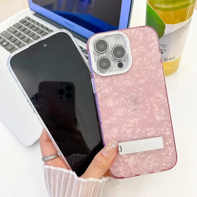 SYA0026686_B2.webp Plating Glitter Texture Fold Holder TPU Phone Case with Lens Film, For iPhone 13 - Image 3