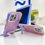 Plating Glitter Texture Fold Holder TPU Phone Case with Lens Film, For iPhone 13 - Image 4