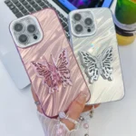 Plating Glitter Lens Film Texture Butterfly Holder Wristband Phone Case, For iPhone 13 Pro - Image 2