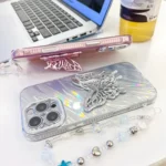 Plating Glitter Lens Film Texture Butterfly Holder Wristband Phone Case, For iPhone 13 Pro - Image 4