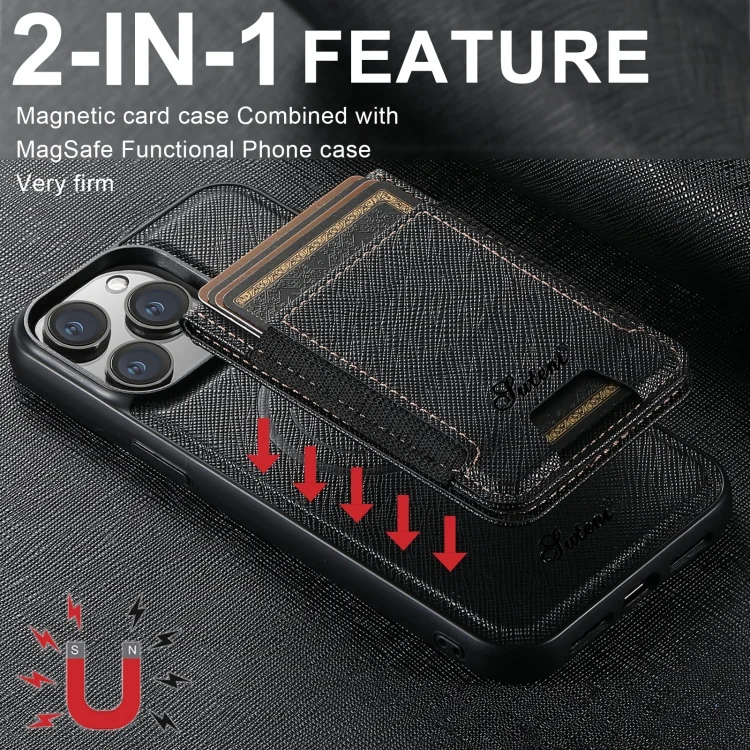 SYA002670405A_5.webp Suteni H17 Cross Grain Leather MagSafe Detachable Wallet Phone Case, For iPhone 15 Plus, For iPhone 15, For iPhone 14 Plus, For iPhone 14, For iPhone 14 Pro, For iPhone 14 Pro Max - Image 7