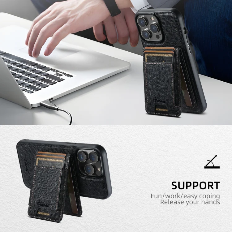 SYA002670412A_2.webp Suteni H17 Cross Grain Leather MagSafe Detachable Wallet Phone Case, For iPhone 13 Pro Max, For iPhone 13 Pro, For iPhone 13, For iPhone 12, For iPhone 12 Pro Max, For iPhone 12 Pro - Image 4