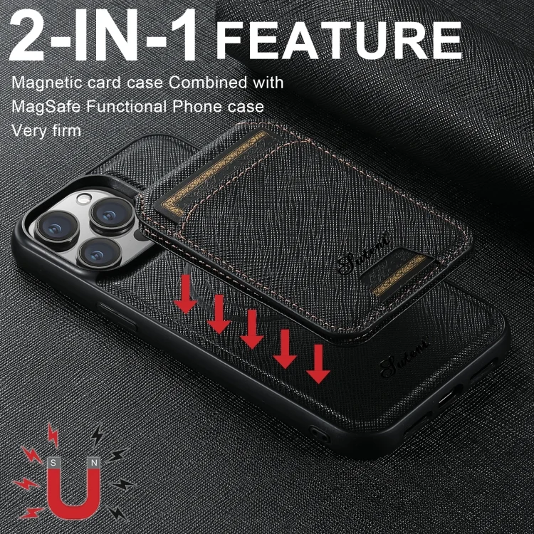 SYA002670601A_5.webp Suteni H18 Cross Grain MagSafe Wallet Leather Phone Case, For iPhone 16 Pro Max, For iPhone 16 Pro, For iPhone 16 Plus, For iPhone 16, For iPhone 15 Pro Max, For iPhone 15 Pro - Image 7
