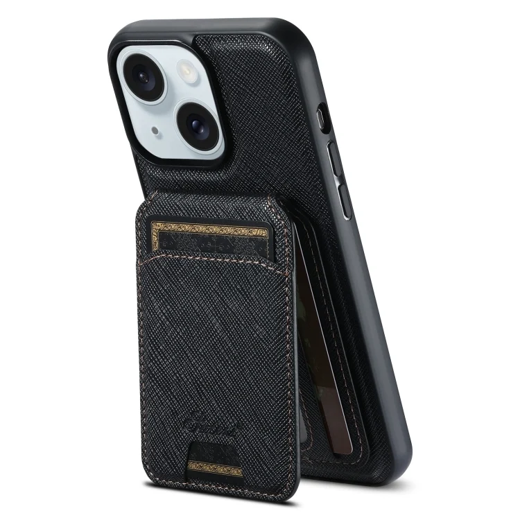 Suteni H18 Cross Grain MagSafe Wallet Leather Phone Case, For iPhone 15 Plus, For iPhone 15, For iPhone 14 Plus, For iPhone 14, For iPhone 14 Pro, For iPhone 14 Pro Max