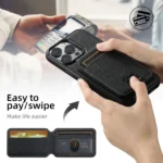 Suteni H18 Cross Grain MagSafe Wallet Leather Phone Case, For iPhone 15 Plus, For iPhone 15, For iPhone 14 Plus, For iPhone 14, For iPhone 14 Pro, For iPhone 14 Pro Max - Image 3