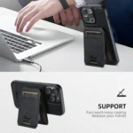 Suteni H18 Cross Grain MagSafe Wallet Leather Phone Case, For iPhone 15 Plus, For iPhone 15, For iPhone 14 Plus, For iPhone 14, For iPhone 14 Pro, For iPhone 14 Pro Max - Image 4