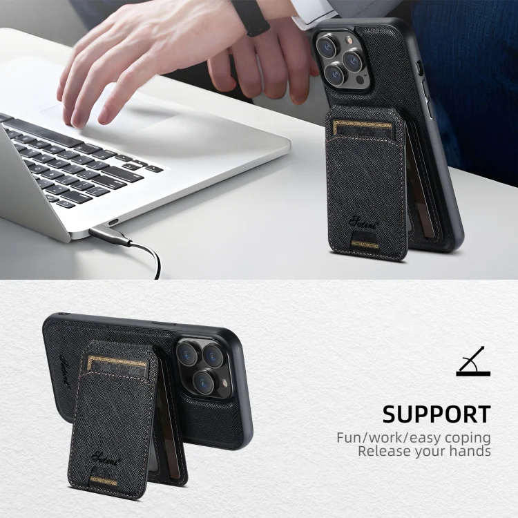 SYA002670606A_2.webp Suteni H18 Cross Grain MagSafe Wallet Leather Phone Case, For iPhone 15 Plus, For iPhone 15, For iPhone 14 Plus, For iPhone 14, For iPhone 14 Pro, For iPhone 14 Pro Max - Image 4