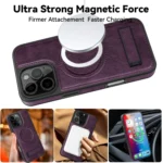 Multi-function Holder MagSafe PU Phone Case, For iPhone 16 Pro Max, For iPhone 16 Pro - Image 3