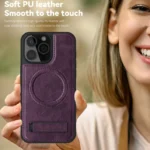 Multi-function Holder MagSafe PU Phone Case, For iPhone 16 Pro Max, For iPhone 16 Pro - Image 6