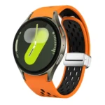 Two Color Magnetic Folding Silver Buckle Silicone Watch Band