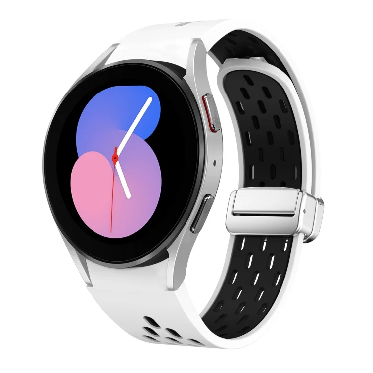 Two Color Magnetic Folding Silver Buckle Silicone Watch Band