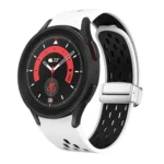 Two Color Magnetic Folding Silver Buckle Silicone Watch Band