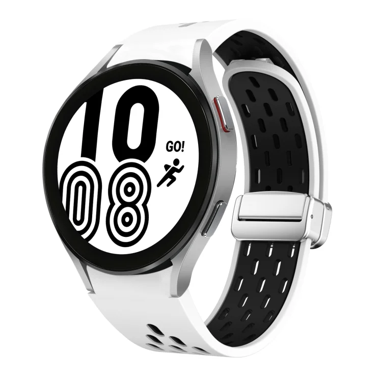 Two Color Magnetic Folding Silver Buckle Silicone Watch Band