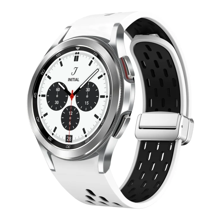 SYA002674106A.webp Two Color Magnetic Folding Silver Buckle Silicone Watch Band - Image 1