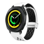 Two Color Magnetic Folding Silver Buckle Silicone Watch Band