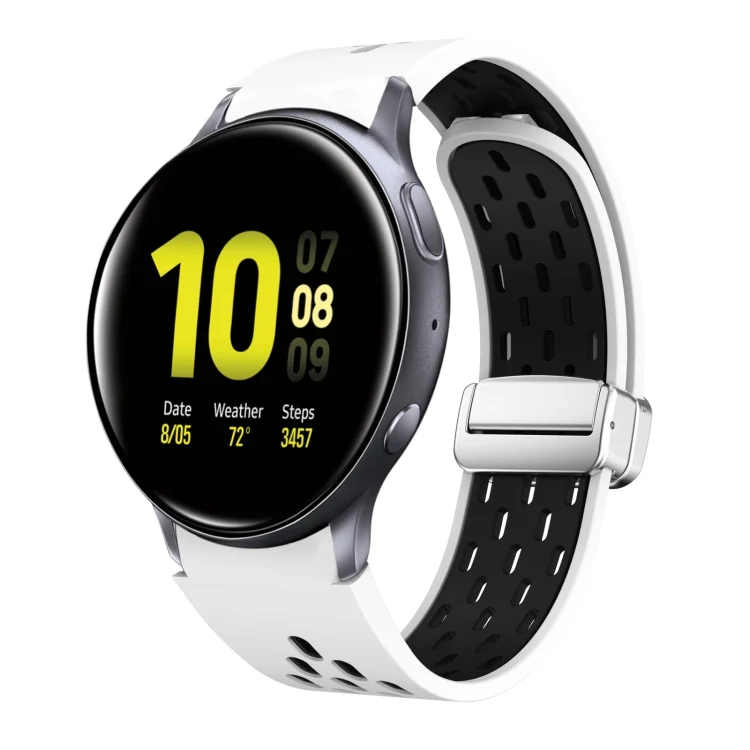 Two Color Magnetic Folding Silver Buckle Silicone Watch Band