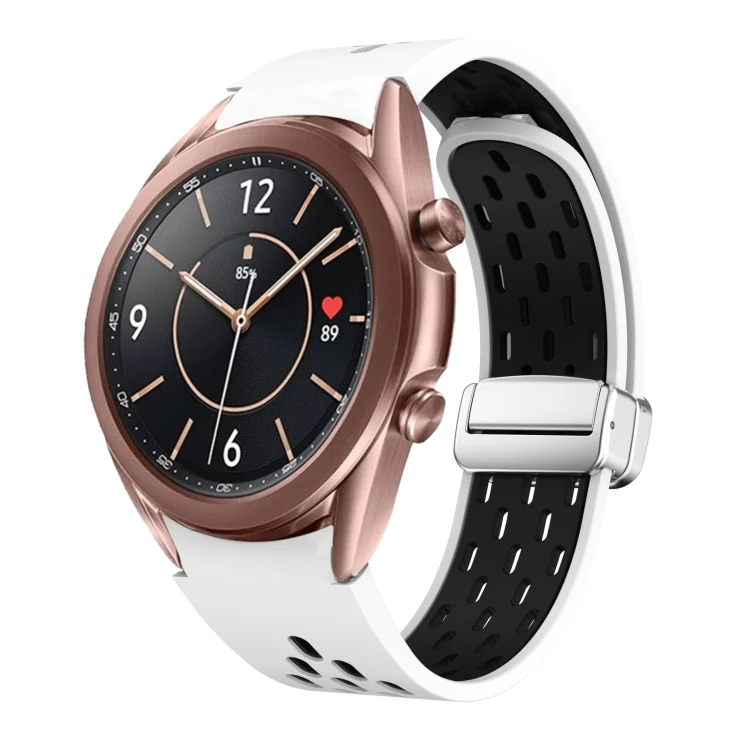 SYA002674109A.webp Two Color Magnetic Folding Silver Buckle Silicone Watch Band - Image 1