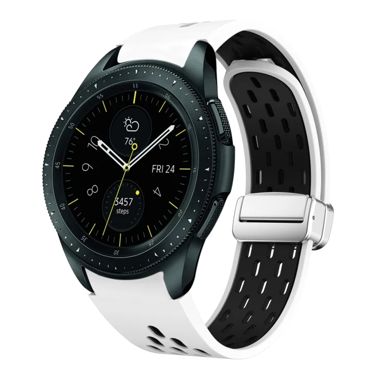 SYA002674111A.webp Two Color Magnetic Folding Silver Buckle Silicone Watch Band - Image 1