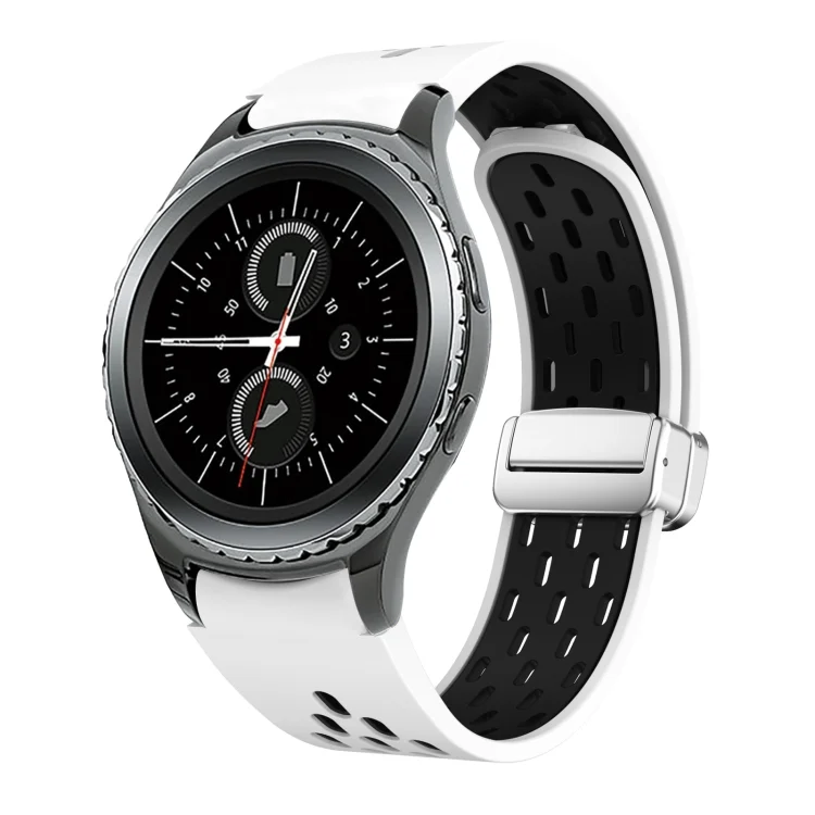 Two Color Magnetic Folding Silver Buckle Silicone Watch Band